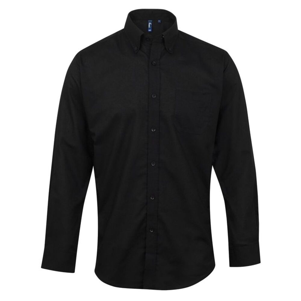 Premier Mens Signature Oxford Long Sleeve Work Shirt / Black